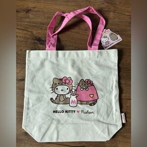HELLO KITTY & PUSHEEN-NWT Large Canvas Book Tote